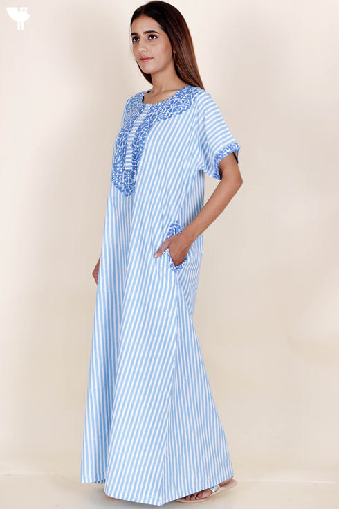 60’s Cotton Short Sleeve Kaftan In Graphic Block Print