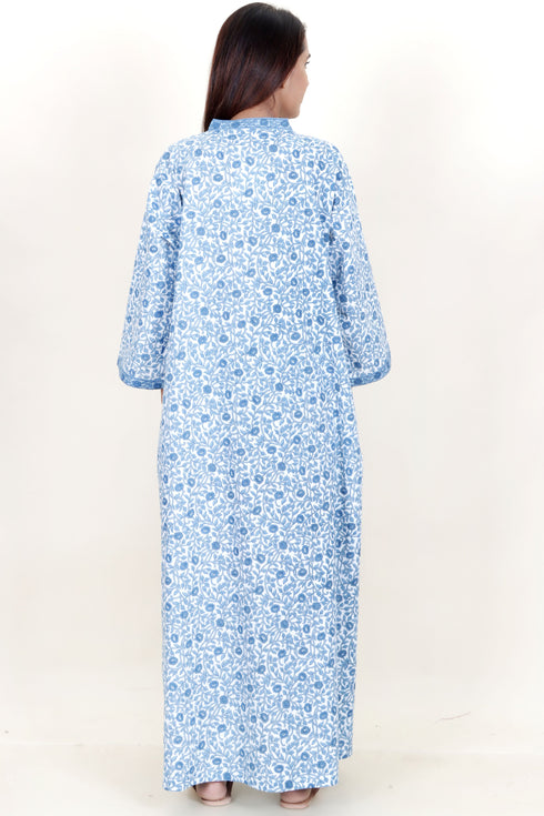 60’s Cotton Full Sleeved Kaftan In Floral Print