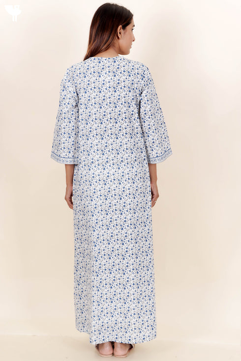 60’s Cotton Full Sleeved Kaftan In Floral Print