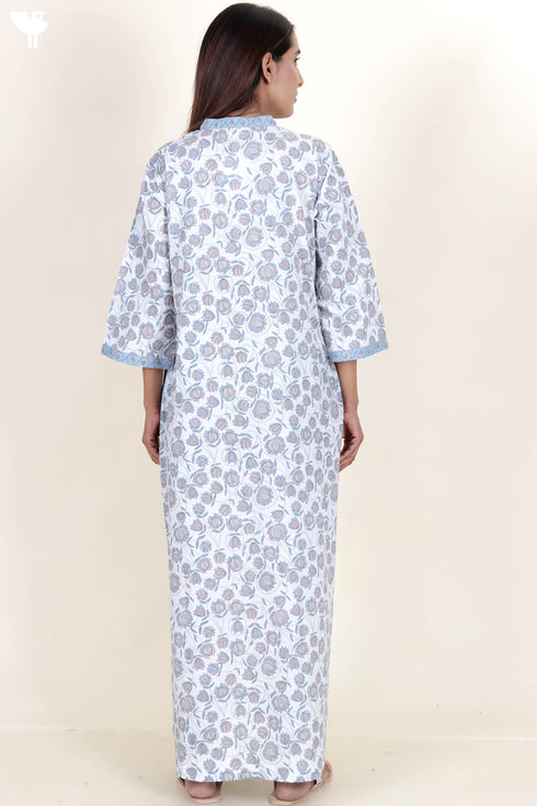 60’s Cotton Full Sleeved Kaftan In Floral Print