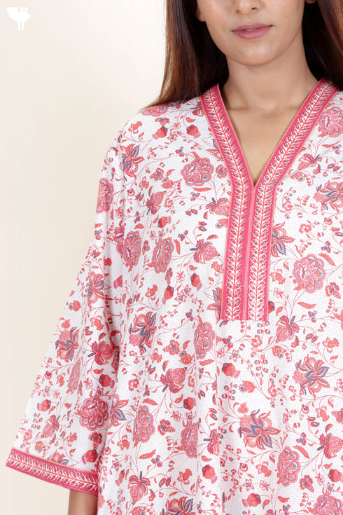 60’s Cotton Full Sleeved Kaftan In Floral Print