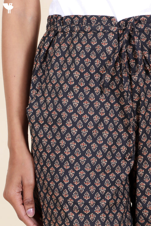 Cambric Cotton Palazzo Pants In Block Print