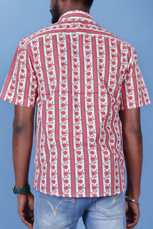 Slim Fit Cambric Cotton Men’s Half Sleeved Shirt In Floral Print