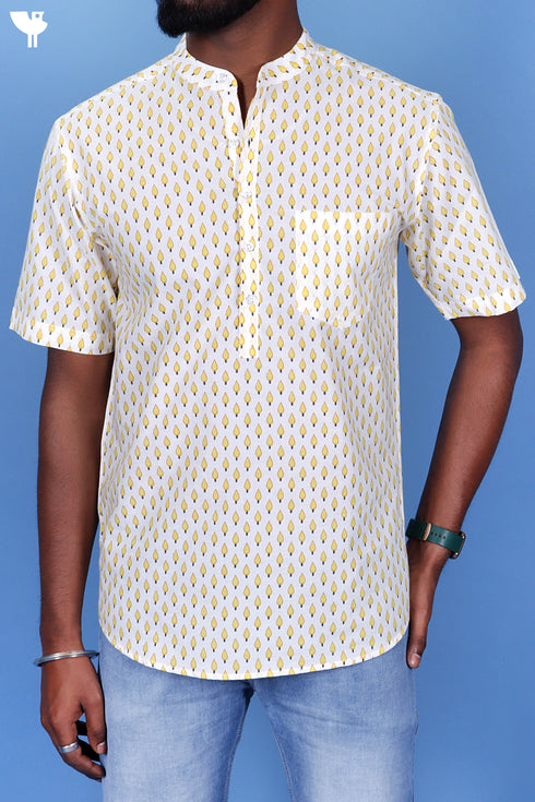 Slim Fit Cambric Cotton Men’s Half Sleeved Shirt In Graphic Print