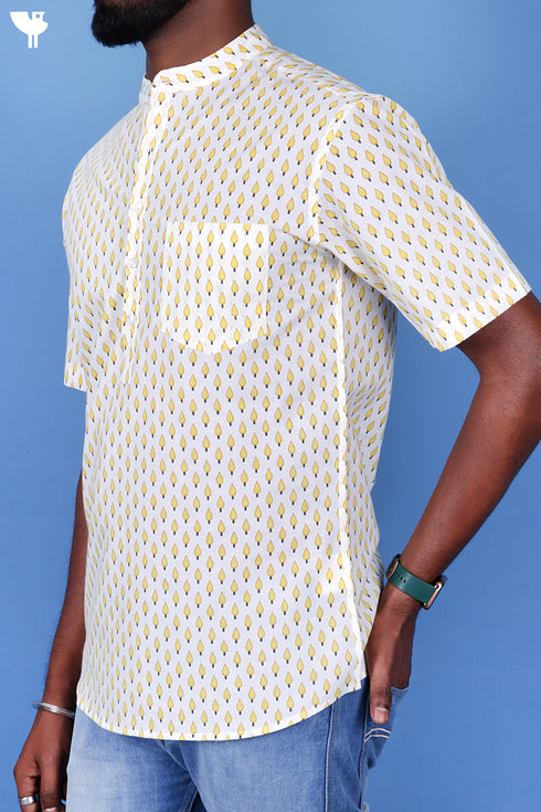 Slim Fit Cambric Cotton Men’s Half Sleeved Shirt In Graphic Print