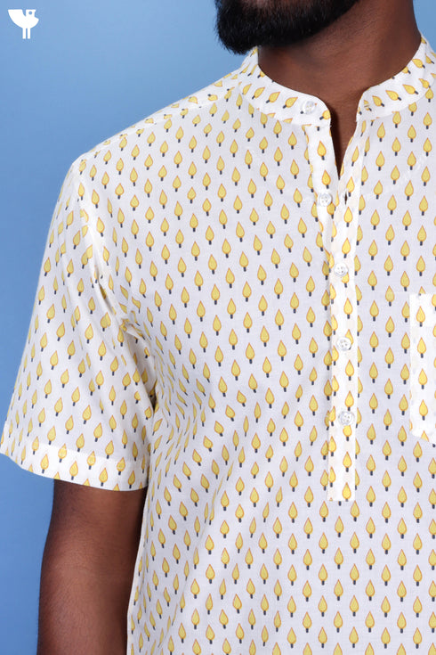 Slim Fit Cambric Cotton Men’s Half Sleeved Shirt In Graphic Print