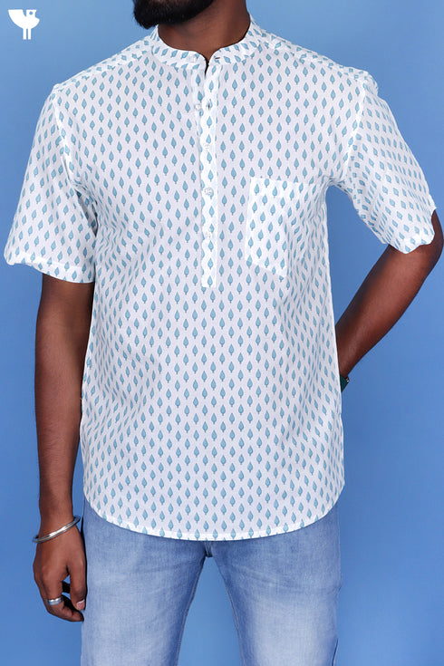 Slim Fit Cambric Cotton Men’s Half Sleeved Shirt In Graphic Print
