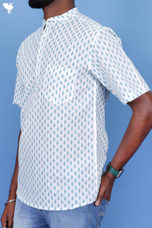 Slim Fit Cambric Cotton Men’s Half Sleeved Shirt In Graphic Print