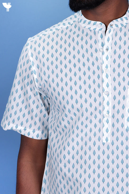 Slim Fit Cambric Cotton Men’s Half Sleeved Shirt In Graphic Print