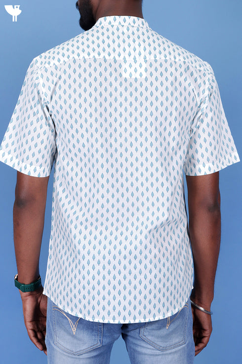 Slim Fit Cambric Cotton Men’s Half Sleeved Shirt In Graphic Print