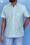 Regular Fit Cambric Cotton Men’s Half Sleeved Shirt In Floral Block Print