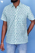 Regular Fit Cambric Cotton Men’s Half Sleeved Shirt In Floral Block Print