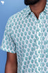 Regular Fit Cambric Cotton Men’s Half Sleeved Shirt In Floral Block Print