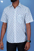 Slim Fit Cambric Cotton Men’s Half Sleeved Shirt In Floral Block Print