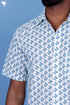Slim Fit Cambric Cotton Men’s Half Sleeved Shirt In Floral Block Print