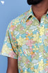 Regular Fit Cambric Cotton Men’s Half Sleeved Shirt In Floral Block Print