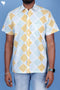 Regular Fit Cambric Cotton Men’s Half Sleeved Shirt In Graphic Block Print