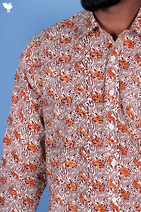 Cotton Men’s Full Sleeved Shirt In Block Print