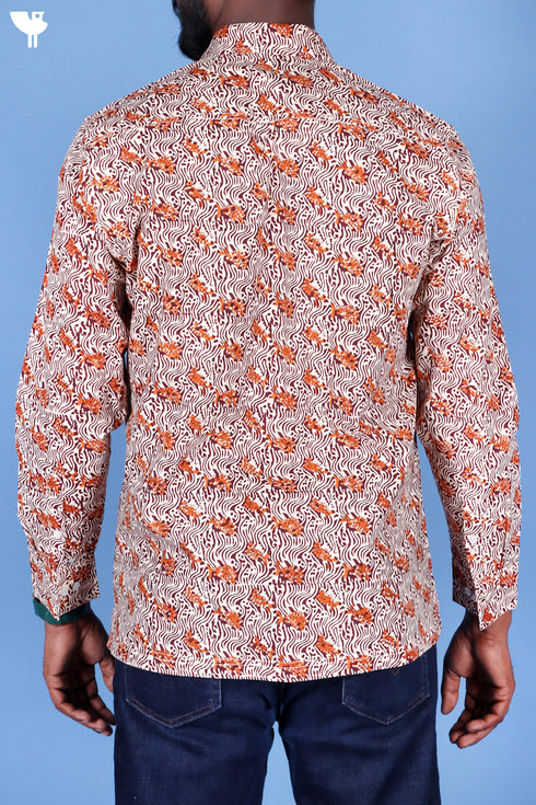 Cotton Men’s Full Sleeved Shirt In Block Print