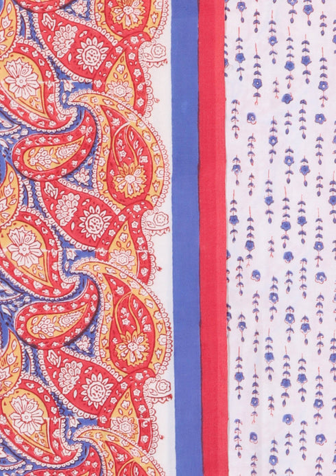 Bizzy Lizzy Dress Material With Chiffon Dupatta Paisley Block Print