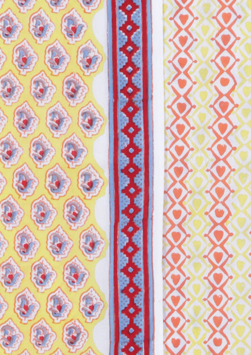 Cambric Cotton Dress Material With Kota Dupatta in Block Print