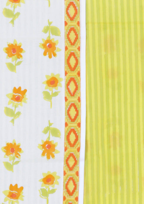 Cambric Cotton Dress Material With Kota Dupatta in Block Print