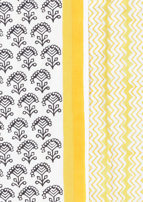 Bizzy Lizzy Dress Material With Chiffon Dupatta in Block Print