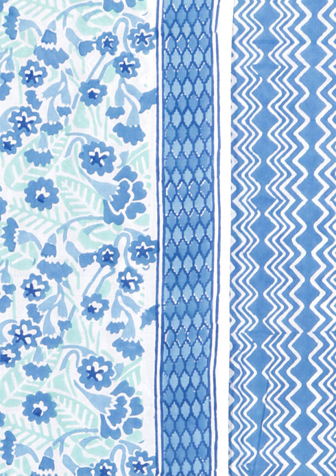 Cambric Cotton Dress Material With Chiffon Dupatta in Floral Block Print