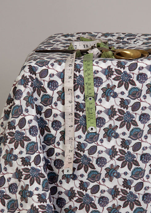 Cotton Cambric Yardage in a Floral Hand Screen Print