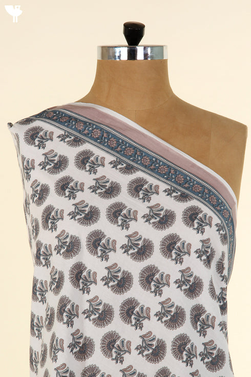 Cambric Cotton In Dusty Pink And Grey Floral Bootis Print