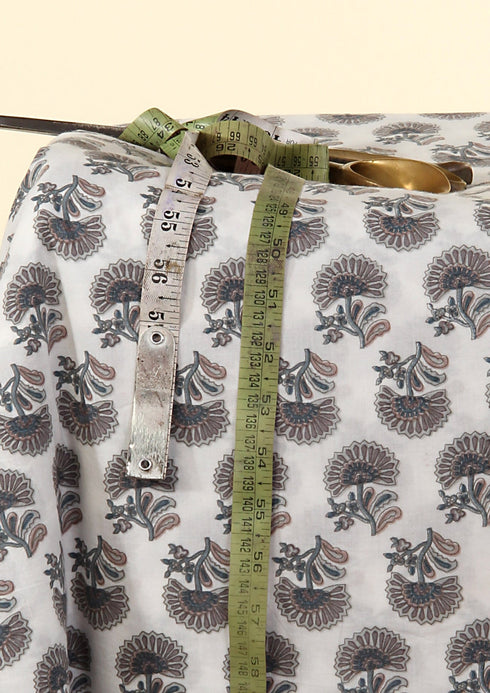 Cambric Cotton In Dusty Pink And Grey Floral Bootis Print