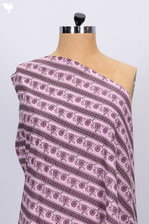 Cambric Cotton In Striped Floral Print