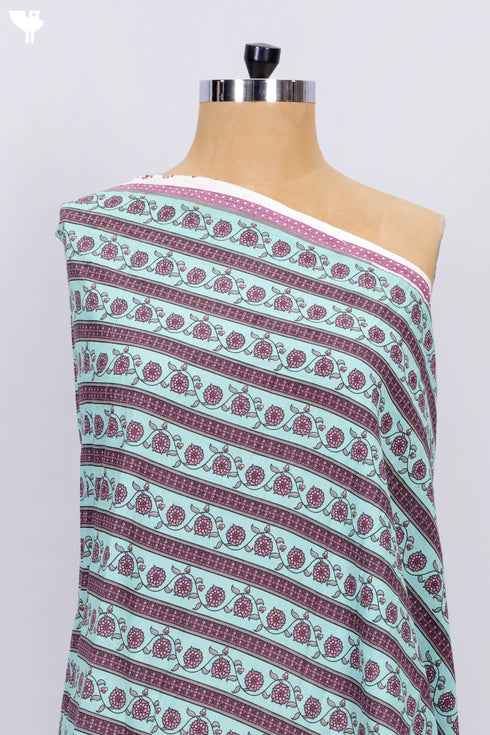 Cambric Cotton In Striped Floral Print