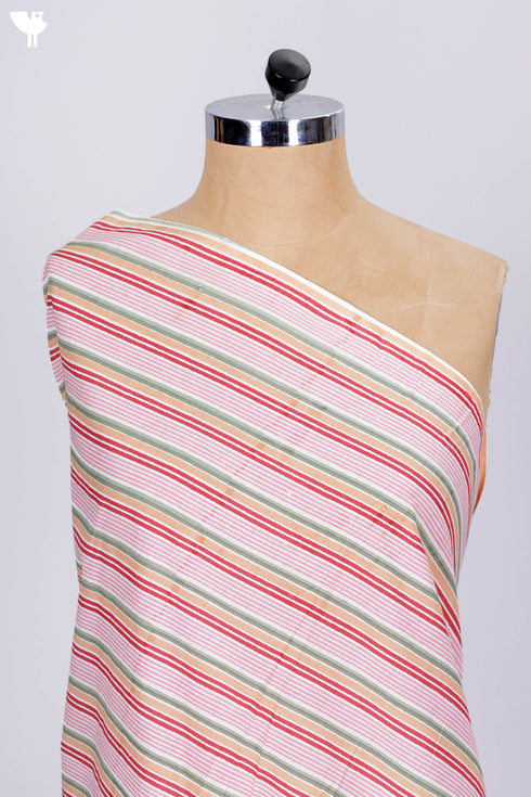 Cambric Cotton In Fine Striped Print