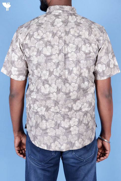 Regular Fit Shirt Cotton Men’s Half Sleeved Shirt In Block Print