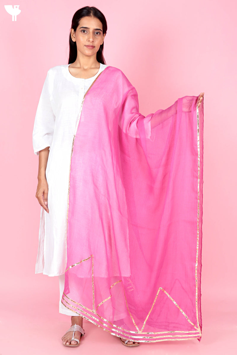 Kota Doria Dupatta With Gota Patti Embroidery