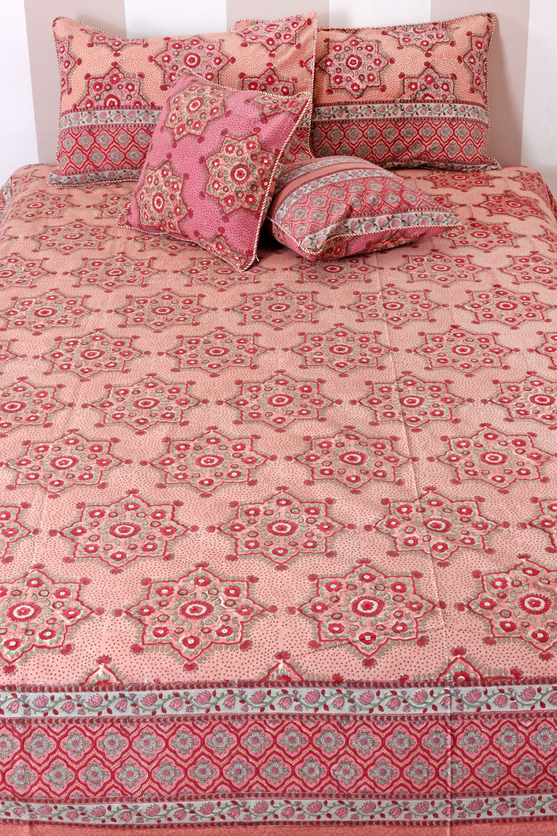 20s Cotton KING SIZE Bed Cover in Block Print