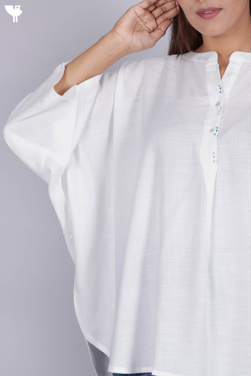 Rayon Poncho Top With Embroidery
